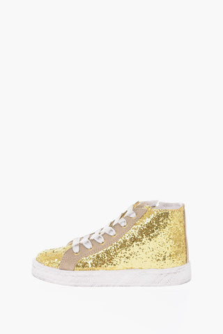 sneakers alte glitter in pelle con zip laterale