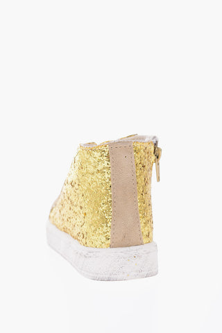 sneakers alte glitter in pelle con zip laterale