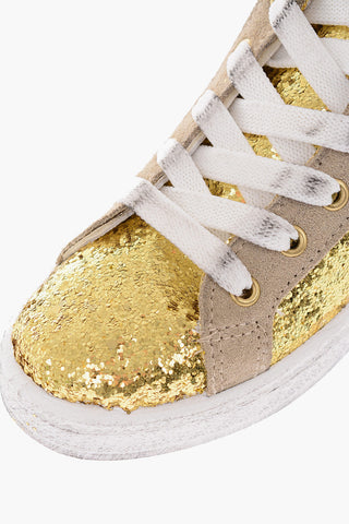 sneakers alte glitter in pelle con zip laterale