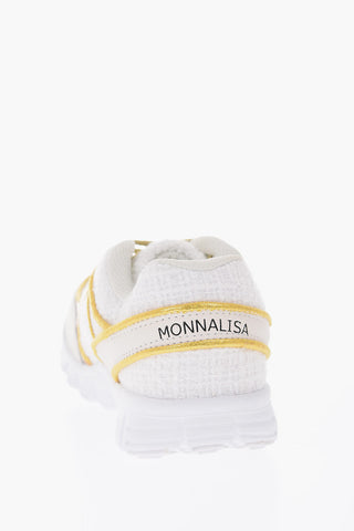 leather and fabric sneakers with rubber track sole