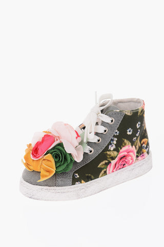 floral patterned suede leather MIAMI high top sneakers
