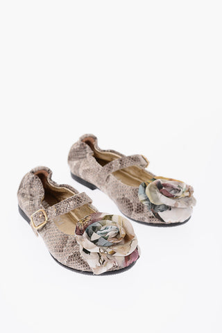 python effect leather Mary Jane ballet flats