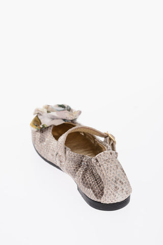 python effect leather Mary Jane ballet flats