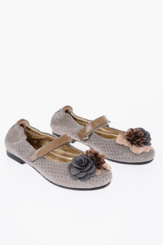 polka dots suede leather Mary Jane ballet flats