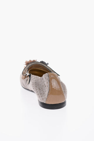polka dots suede leather Mary Jane ballet flats