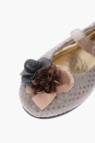 polka dots suede leather Mary Jane ballet flats