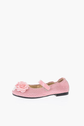 polka dots leather Mary Jane ballet flats