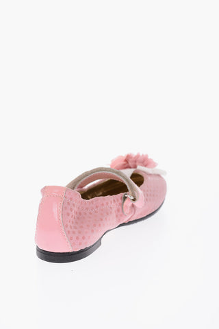 polka dots leather Mary Jane ballet flats