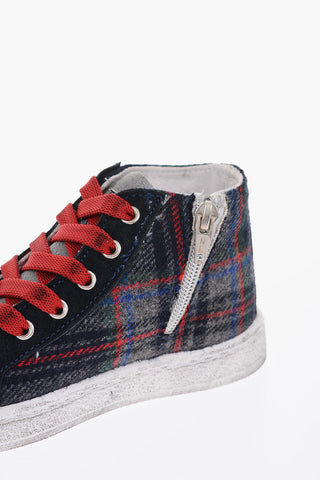 HITCH-HIKER suede leather and fabric high top sneakers with side zip