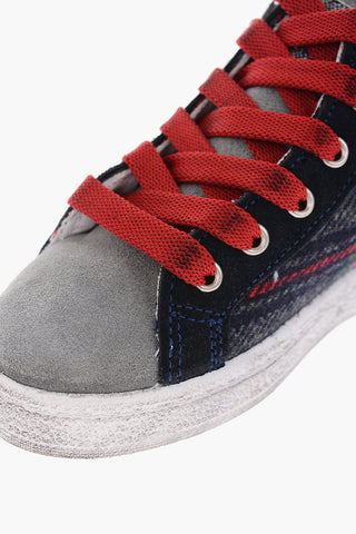 HITCH-HIKER suede leather and fabric high top sneakers with side zip