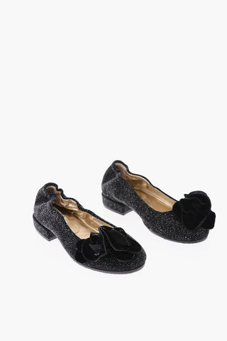 lurex ballet flats with roses detail