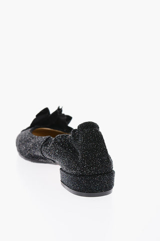 lurex ballet flats with roses detail