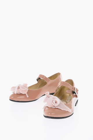 patent leather Mary jane ballet flats with flower application