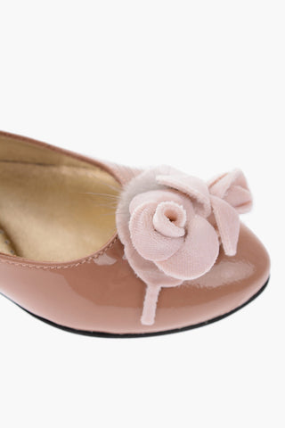 patent leather Mary jane ballet flats with flower application