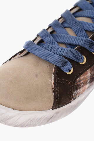 HITCH-HIKER tartan check leather high top sneakers with side zip