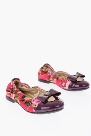floral patterned ballet flats with leather details