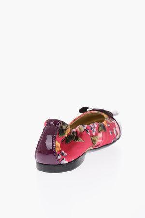 floral patterned ballet flats with leather details