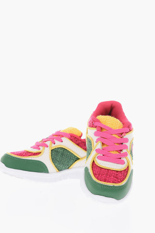 leather and fabric FOLK sneakers with rubber track sole