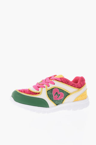 leather and fabric FOLK sneakers with rubber track sole