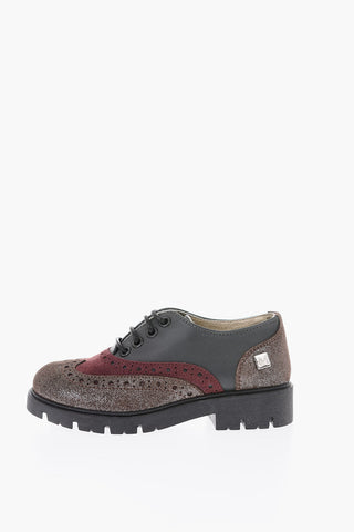 Oxford brogue in pelle con dettagli glitter
