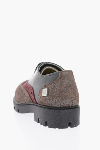 Oxford brogue in pelle con dettagli glitter