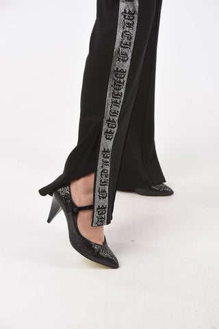 Rhinestone Embellished SHE WANTS ME Palazzo Pants