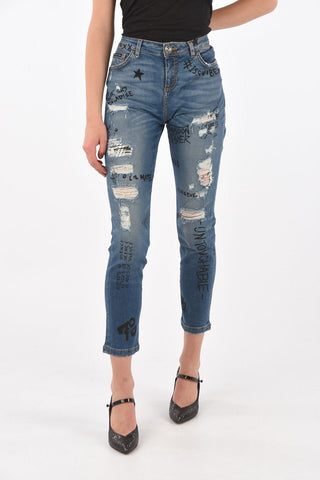 Printed MEREN Boyfriend Denims