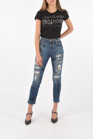 Printed MEREN Boyfriend Denims