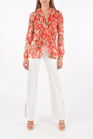 Camicia Ruffle Front in Seta Fantasia Floreale