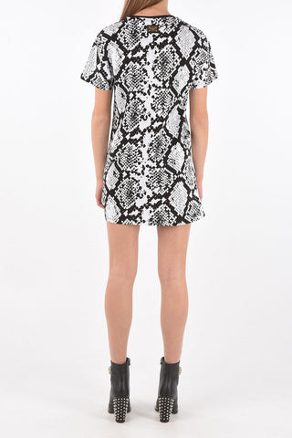 Crew Neck Python Printed Tee Dress
