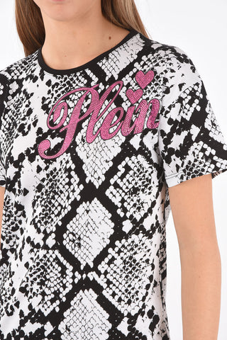 Crew Neck Python Printed Tee Dress