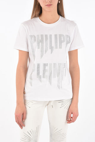 Crew Neck ROCK PP T-Shirt with Rhinestones