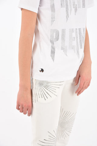 Crew Neck ROCK PP T-Shirt with Rhinestones