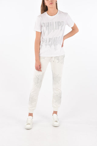 Crew Neck ROCK PP T-Shirt with Rhinestones