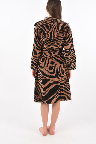 HOME zebra printed sponge bathrobe with hood