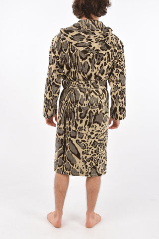 HOME animal printed cotton bathrobe with hood