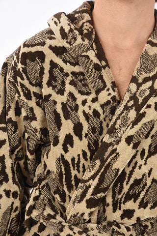 HOME animal printed cotton bathrobe with hood