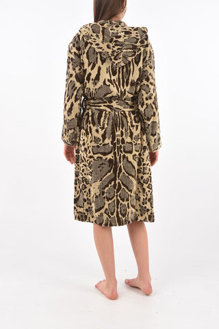 HOME animal printed cotton bathrobe with hood