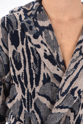 HOME animal printed cotton bathrobe with hood
