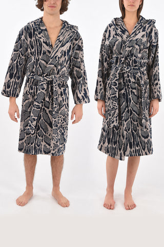 HOME animal printed cotton bathrobe with hood