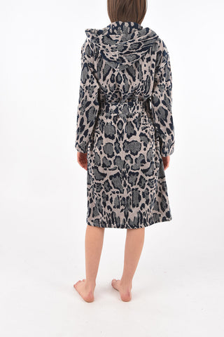 HOME animal printed cotton bathrobe with hood