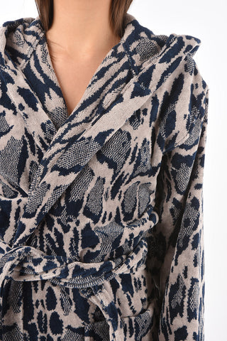 HOME animal printed cotton bathrobe with hood