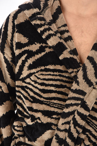 HOME accappatoio stampa zebra con cappuccio