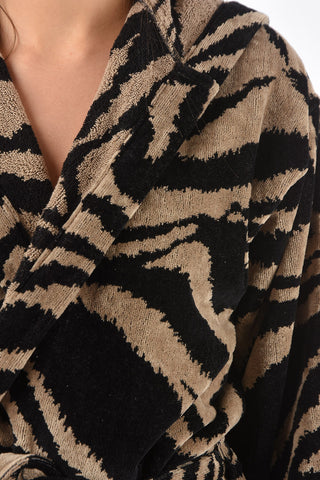 HOME accappatoio stampa zebra con cappuccio