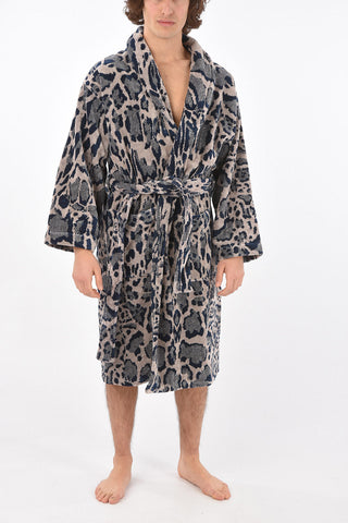 HOME animal printed cotton bathrobe