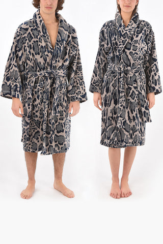 HOME animal printed cotton bathrobe