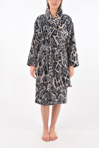 HOME animal printed cotton bathrobe