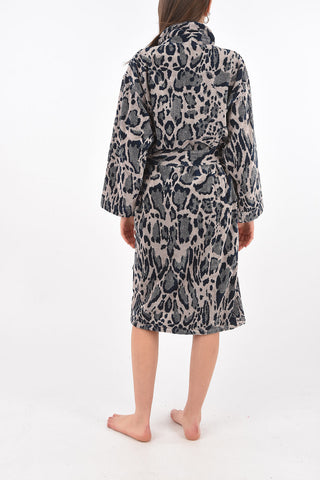 HOME animal printed cotton bathrobe
