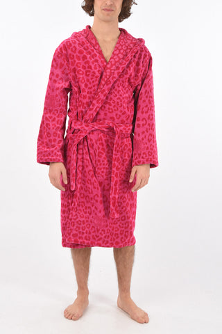 HOME animal printed cotton bathrobe with hood