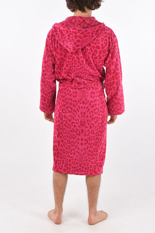 HOME animal printed cotton bathrobe with hood